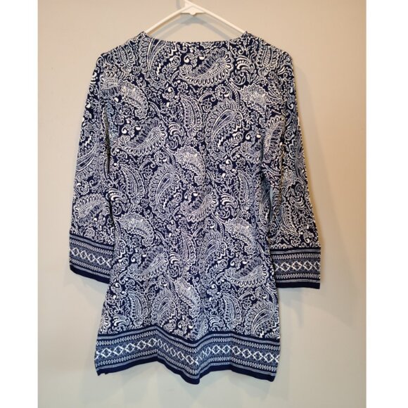 Coolibar St Lucia Tunic Top Blue Paisley Shirt Coverup Womens Extra Small NWT - Picture 2 of 8